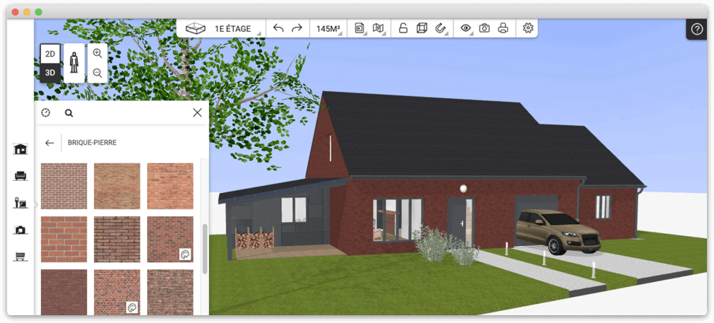 Aperçu du choix de brique et pierre disponible sur l’outil